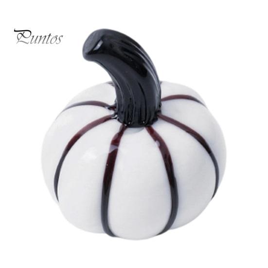 Halloween Pumpkin Ornament Hand Blown Glass Figurine, Mini Thanksgiving Fall Season Decoration Statue, Faux Crystal for Harvest Colorful