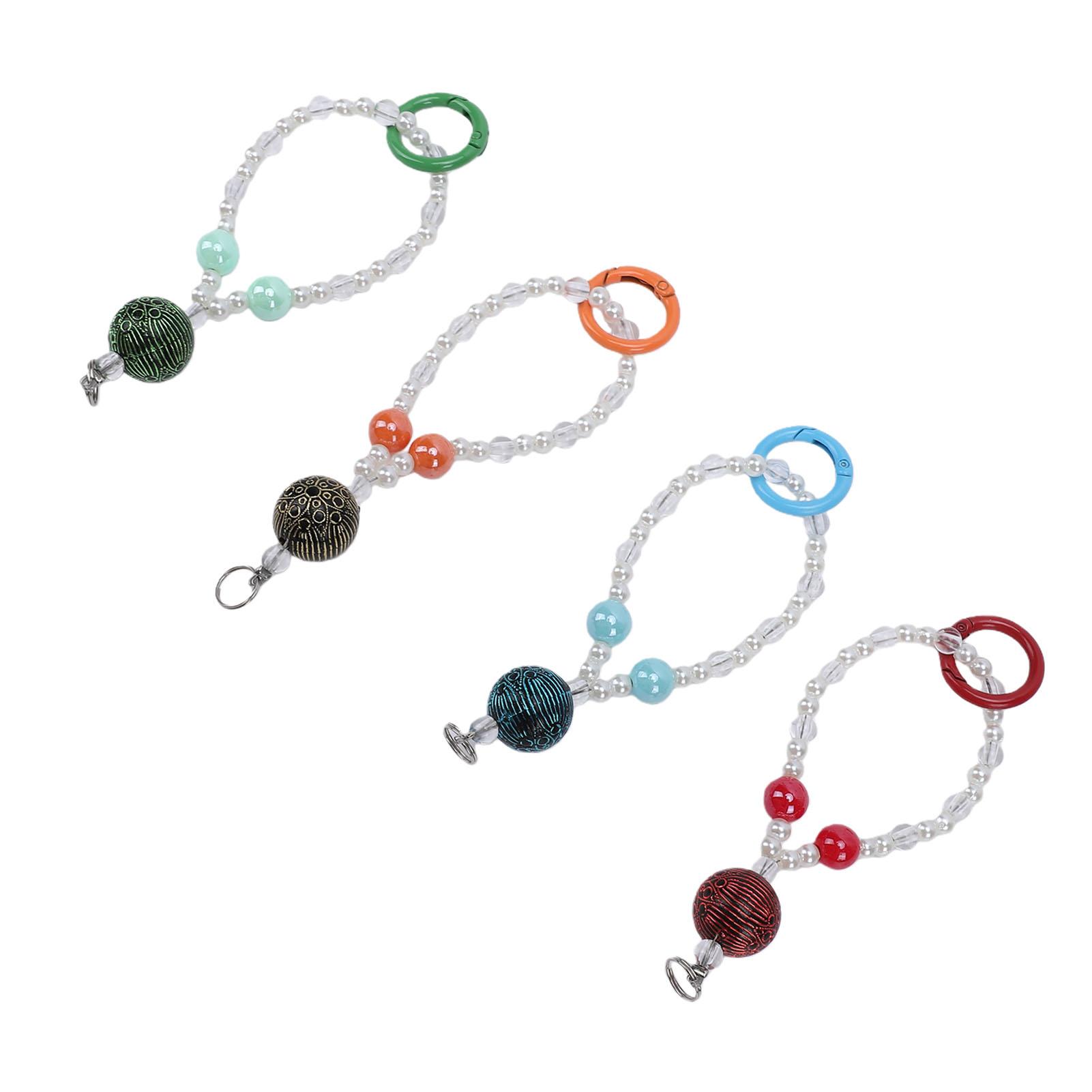 4 Pcs Phone Charm Vintage Pattern Stylish Beaded Wrist Strap for Cellphone Bag Camera Purse Keychain