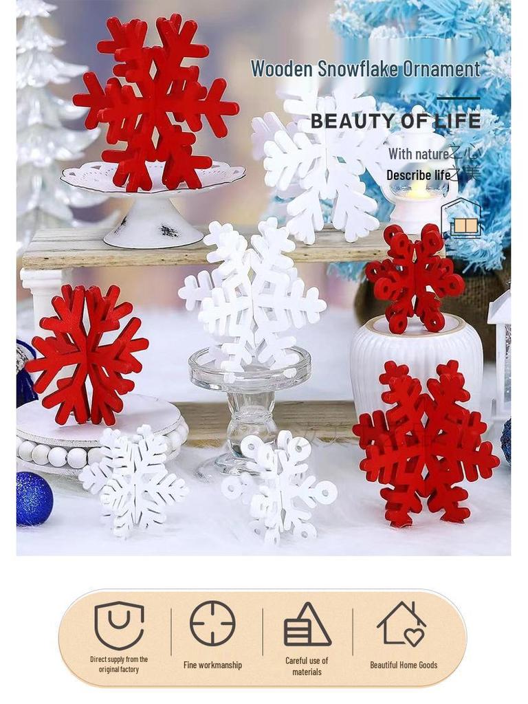 3D Wooden Snowflake Ornament for Tiered Tray & Party Centerpiece