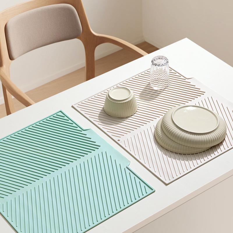 Dish Drying Mat-Silicone Drying Pad For Kitchen Counter, Non-Slip Drain Pad High-Temperature Resistant Kitchen Gadget
