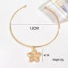 Elegant Gold Flower Pendant Choker Necklace with Versatile Plain Ring