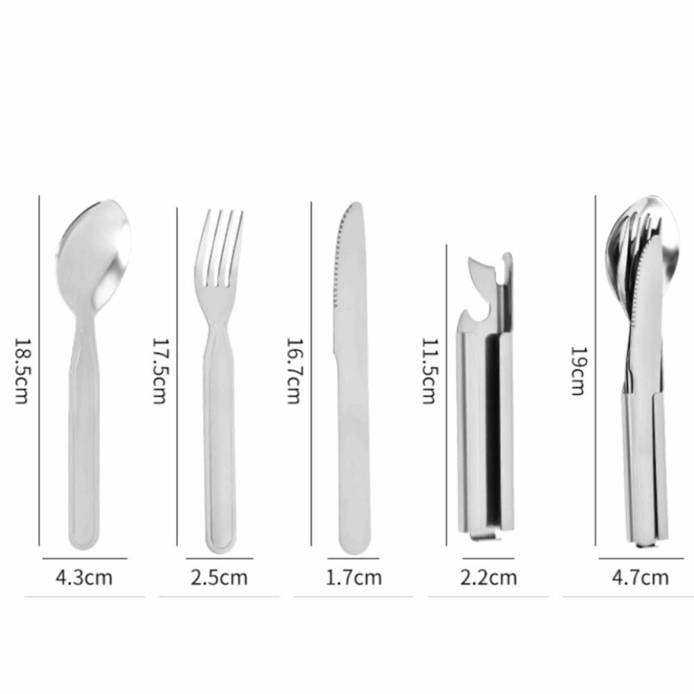 2 Set Durable Stainless Steel Tableware Portable Silver Cutlery Set Extra Strong Bottle Opener Home Use