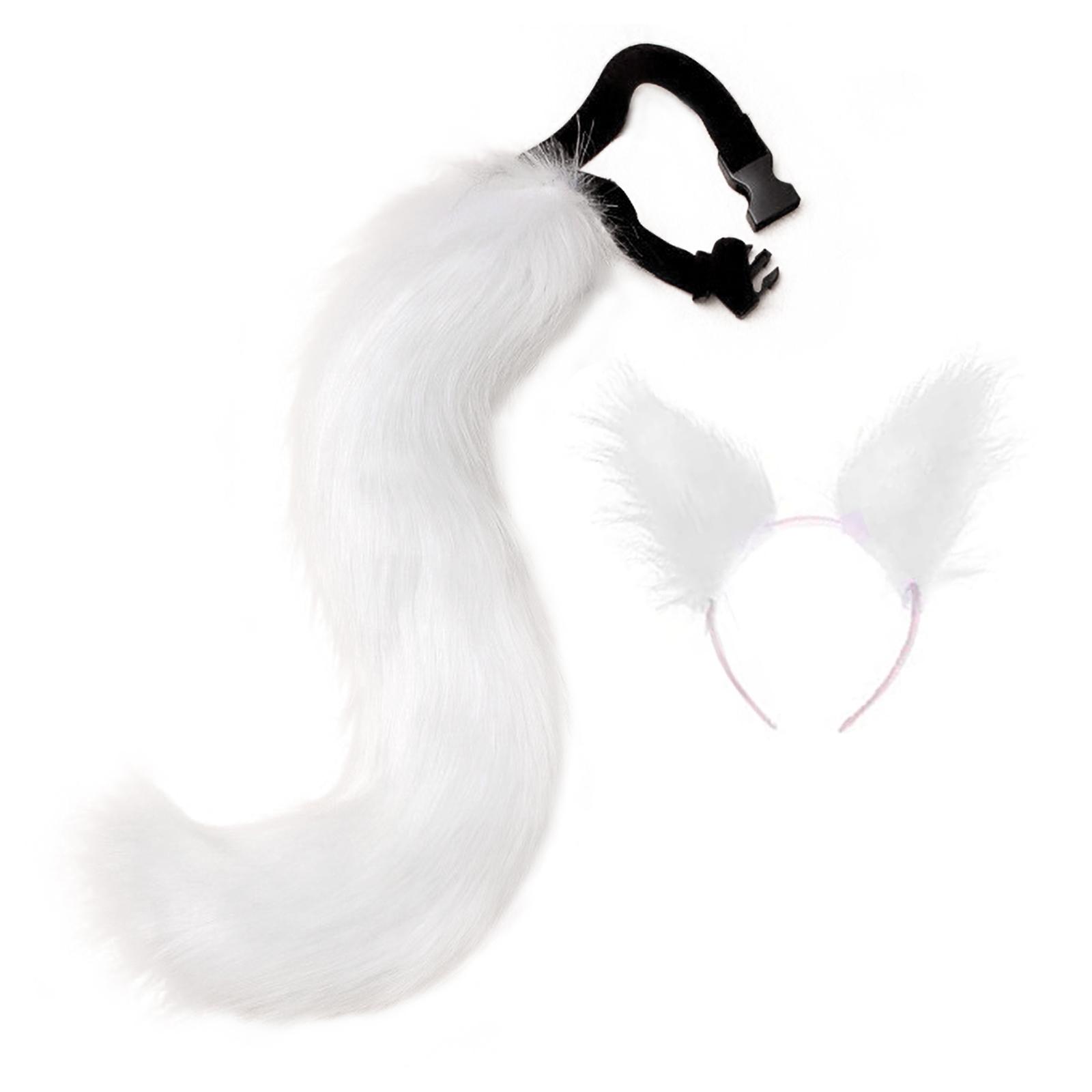 

Faux Fur Cat Fox Wolf Furry Tail And Clip Ears For Halloween Party Costume Accessories 65cm