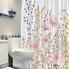 1pc Soft Pastel Floral Shower Curtain, Polyester Fabric, Machine Washable, with Hook, Suitable for Bathroom Decoration