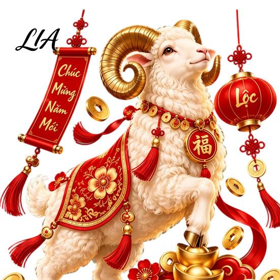 Auspicious Pattern Glass Clings 2027 Zodiac Sheep Window Decal, Vietnamese Happy New Year Static Sticker, Stickers for Home Removable