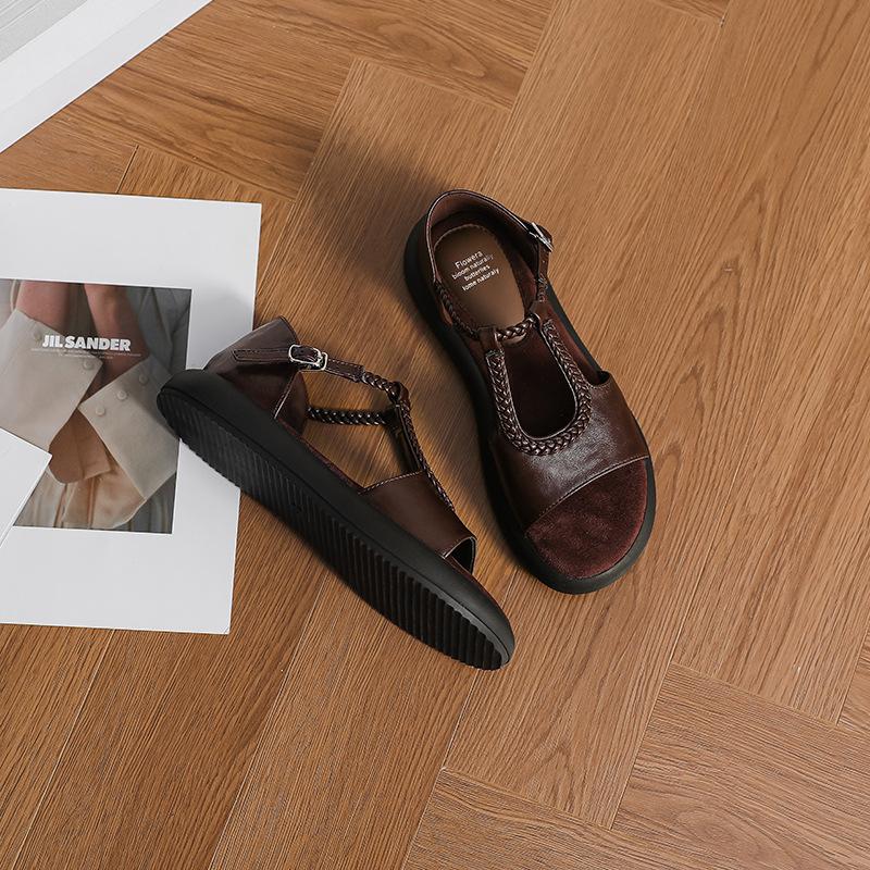 Spot~ Bequeme Sandalen mit flacher Sohle für Damen Sommer neu Oberbekleidung mit Röcken, schöne und vielseitige Römerschuhe für Damen