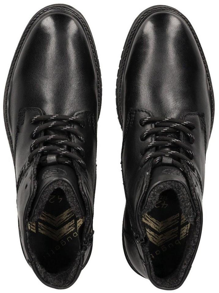 Ботинки Bugatti на шнуровке из гладкой кожи черного цвета