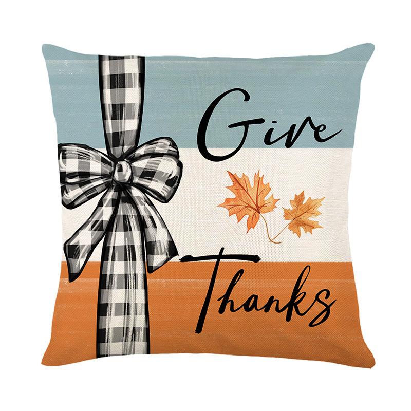 Thanksgiving Pumpkin Pillow Cover Autumn Plant Flower Print Pillow Cover Home Living Room Sofa Cushion Cover