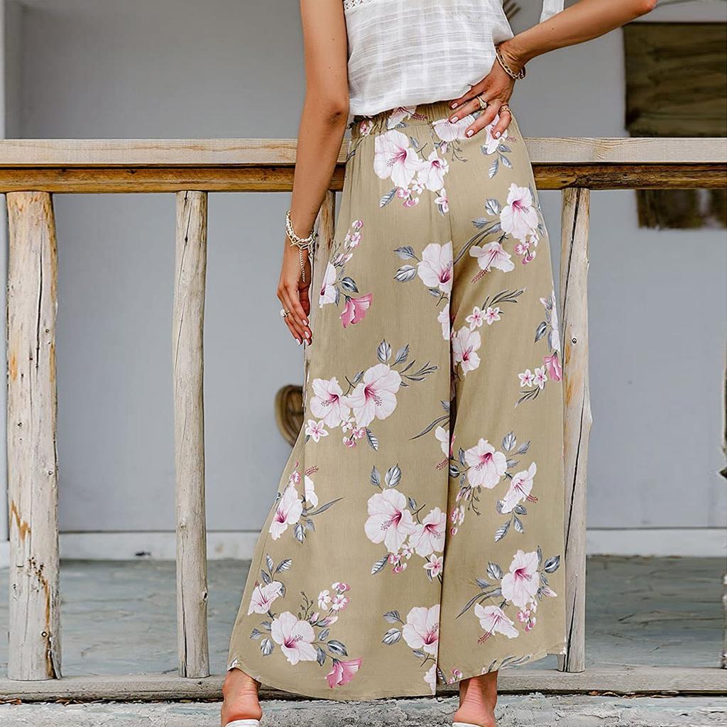 Dámské kalhoty s potiskem Elastický pás Široká noha Vysoký Pas Dlouhé Culottes