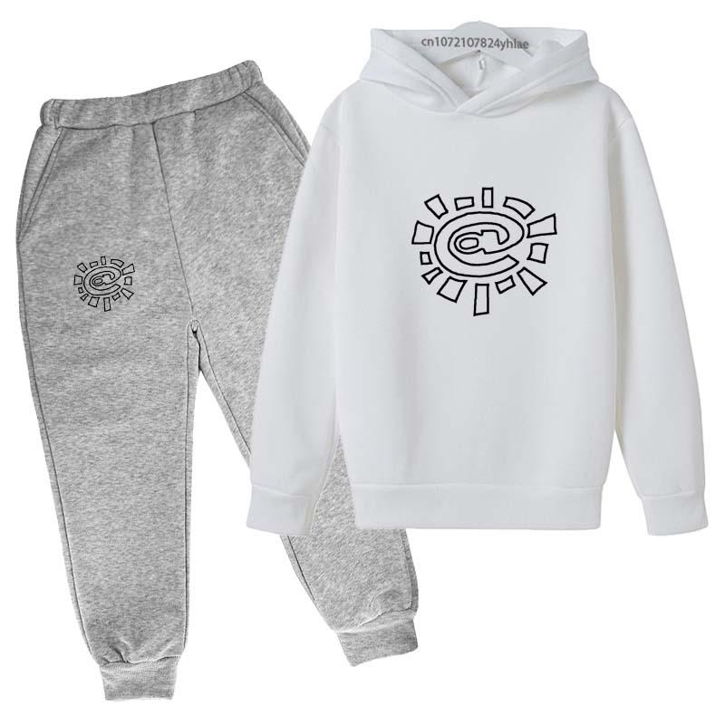 Kinder Mode Trend Buchstaben Print 2-teilig Pullover Hoodie+Hose Trainingsanzüge 2-13 Jahre Jungen Mädchen Streetwear Outfits Kinderbekleidung