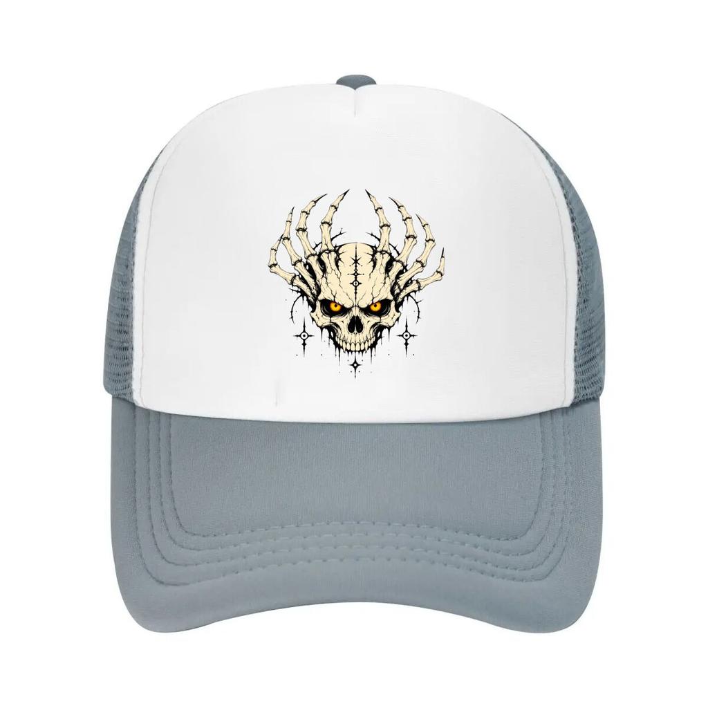 Gothic Skull Horns Dark Aura Mesh Baseball Cap Casual Hat Outdoor For Womens Unisex FeUnisex