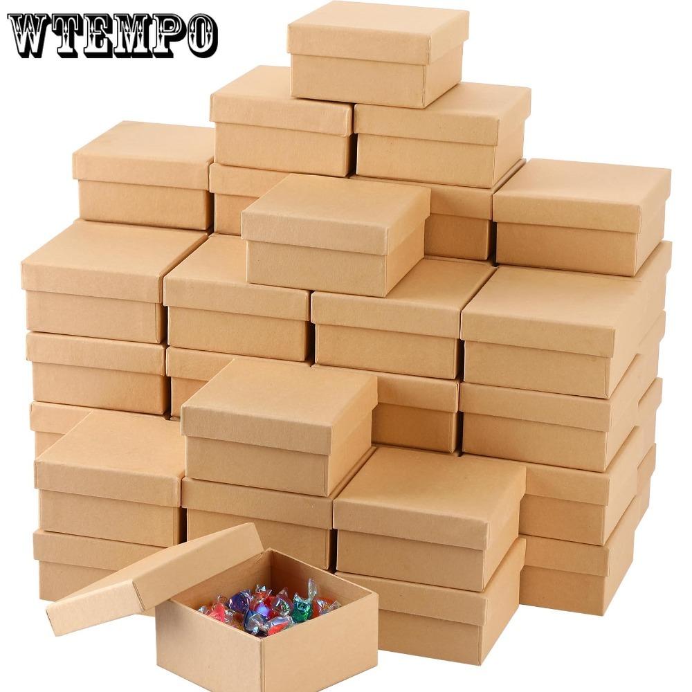 6pcs Square Paper Gift Boxes Small Treat Boxes with Lid Nesting DIY Cardboard Craft Empty Boxes Party Favor Box Gift Wrap Box