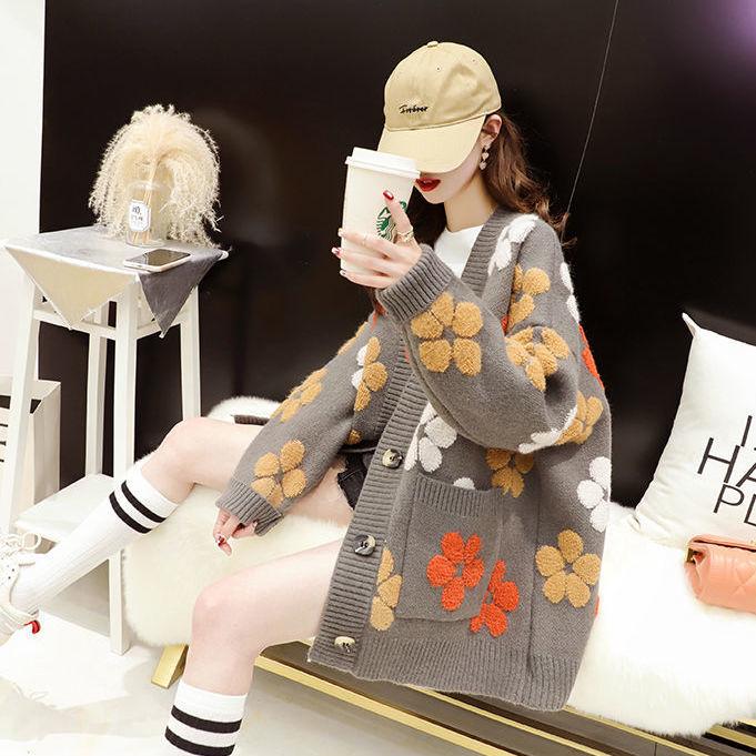 2023 Autumn/Winter Sweet Knitted Cardigan Women's Japanese Lazy Style Sweater Coat