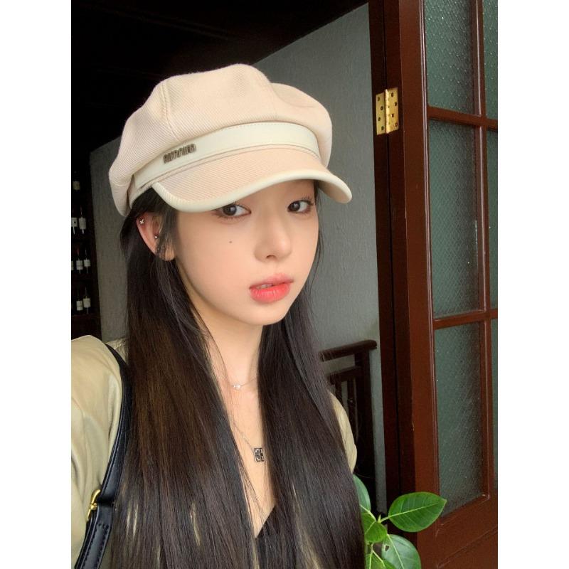 

Осенне-зимняя восьмиугольная шляпа женская кепка черная ретро берет художника, подчеркивающий маленькое лицо, высокая ценность, кепка газетчика Adjustable (54-60cm)