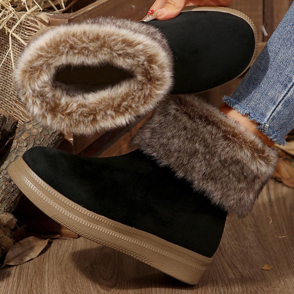 Fashion Women Winter Warm Slip On Round Toe Waterproof Snow Boots Women Trend Fashion Outdoor Comfortable Casual Boots Shoes for Women