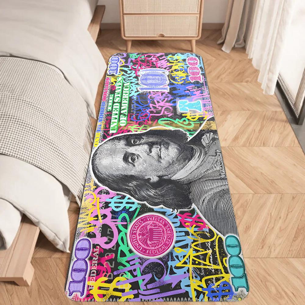 Dollar Money Floor Mat Graphic Printed Flannel Doormats for Bathroom Kitchen Entrance Carpet Home Decor