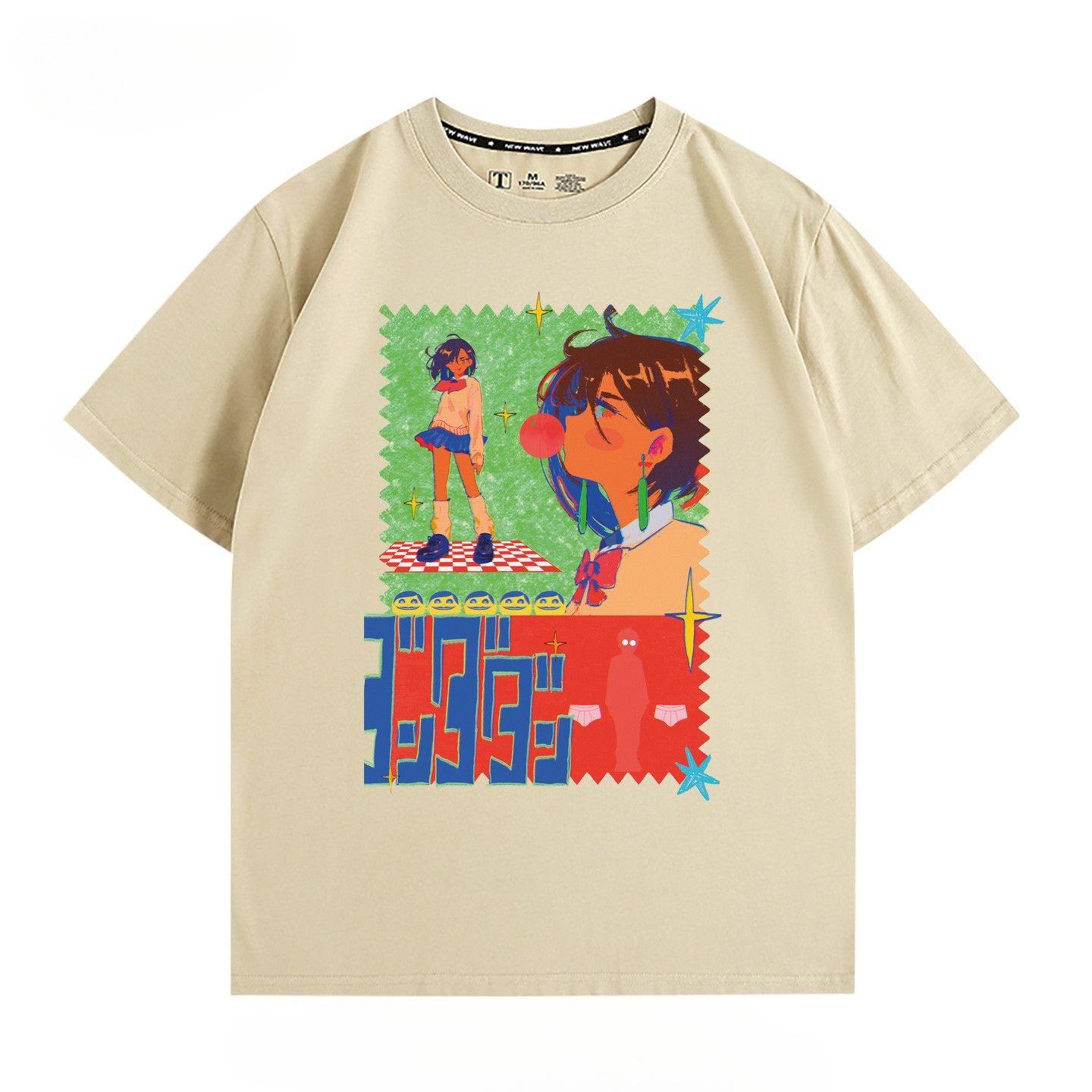 

Dandadan Графический принт Осень Чистый хлопок Мужская и женская футболка с коротким рукавом Уличная мода Тренд Одежда Аниме Футболка 4XL