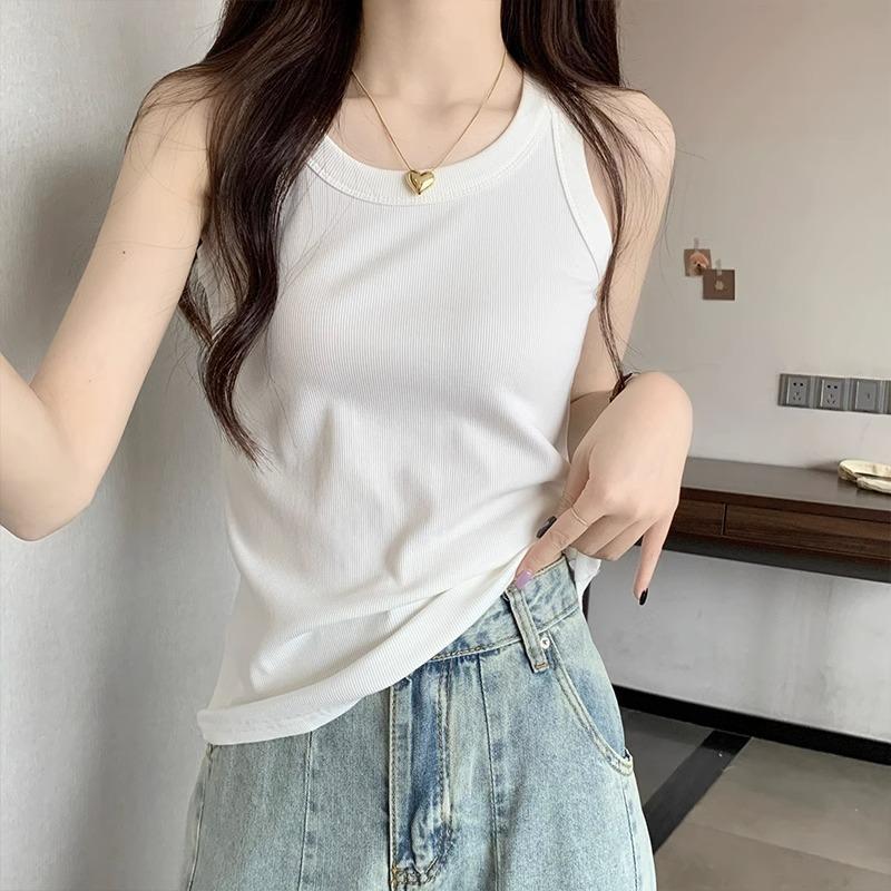 I-shaped Sling Vest Women's Inner Summer Collarbone Round Neck Tight Suit Bottoming Anti-light Sleeveless Outer Top