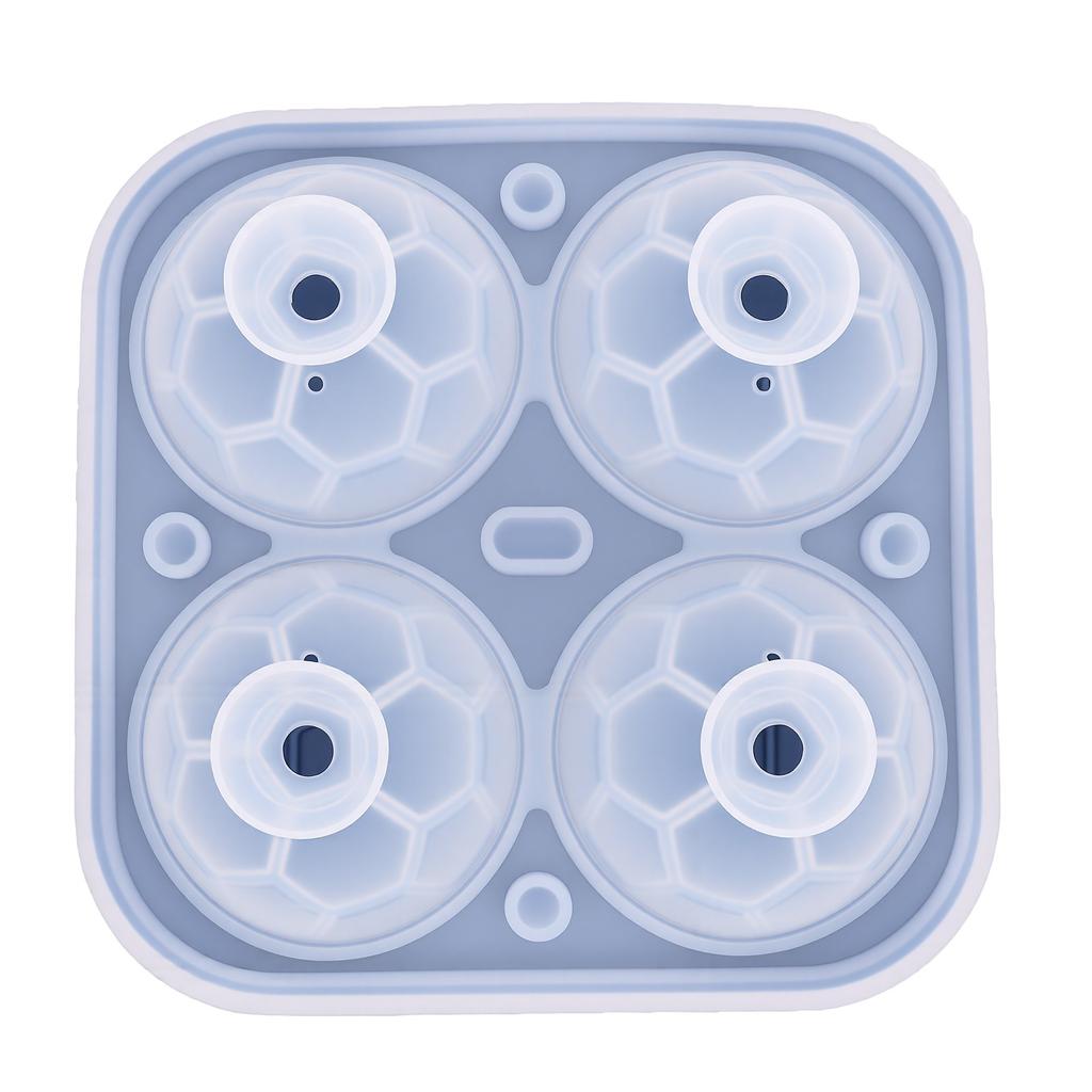 Ice Cube Tray Quick Release Food Grade Silicone 4 Cavity Soccer Ice Cube Mould with Lid for Whiskey Cocktails