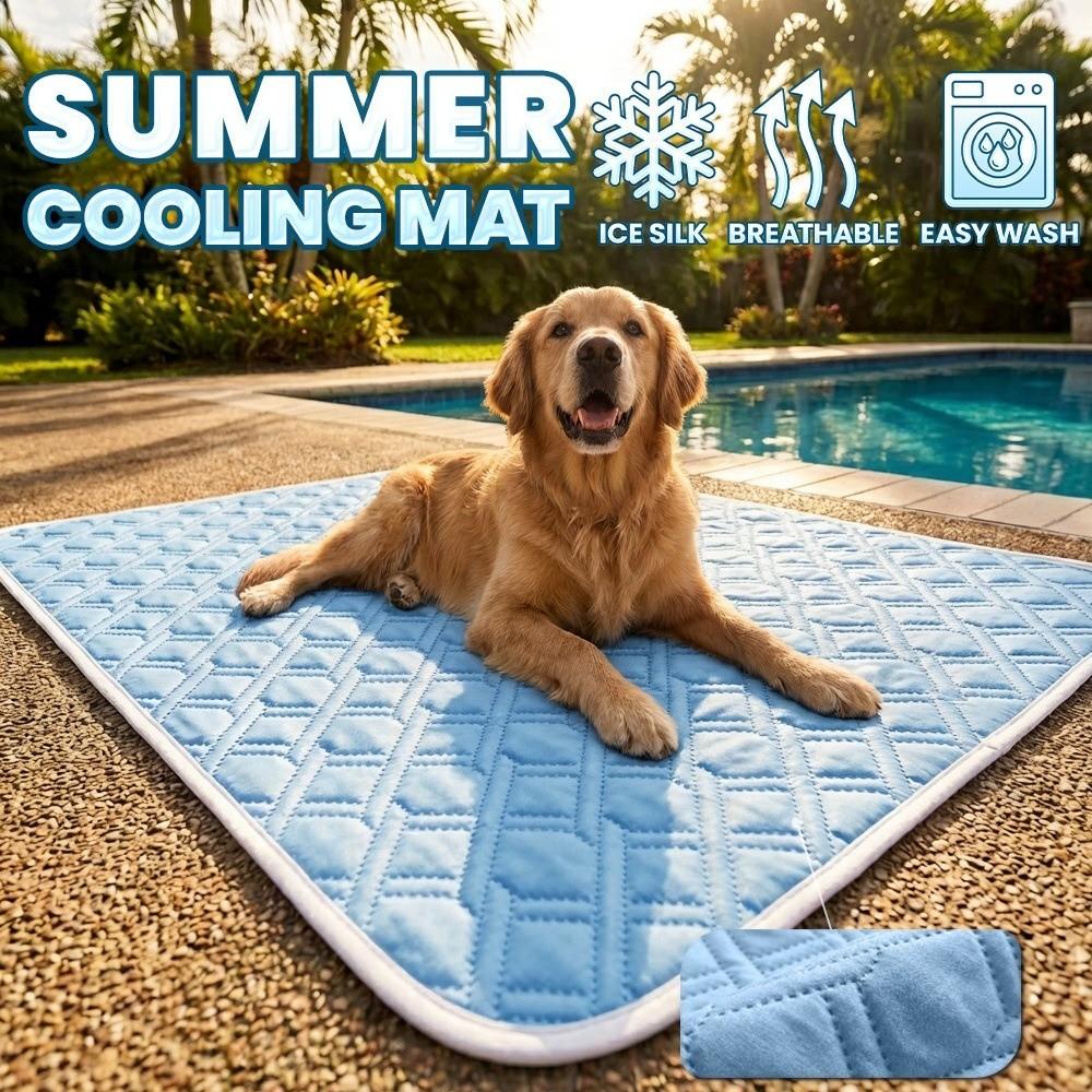 Summer Dog Cooling Mat Ice Slicky Fiber Fabric Cat Sleeping Pad For Puppies And Adult Dogs
