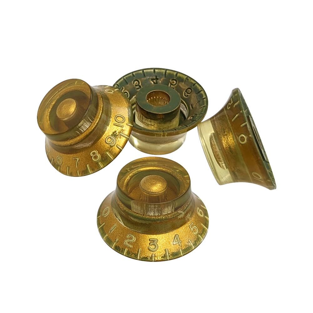 YJB PARTS Electric Guitar Top Hat Knobs, Set of 4 (Made In Japan) (Inch, Relic Gold)