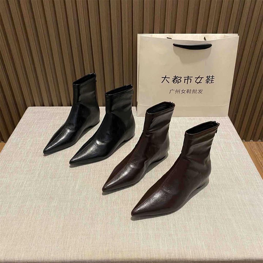 Pointed head height increases, legs are long, short boots, elastic boots, trendy bare boots, European thin and fashionable