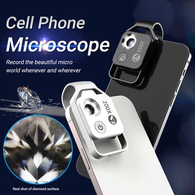 Profesjonalny cyfrowy obiektyw mikroskopowy 200X Mobilna lampa LED z przewodnikiem światła Mikro kieszonkowy obiektyw SuperMacro do telefonów iPhone Samsung