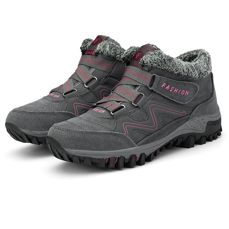 Women's Winter Snow Boots Velcro, Thick Sole, Warm Cotton, Plus Velvet