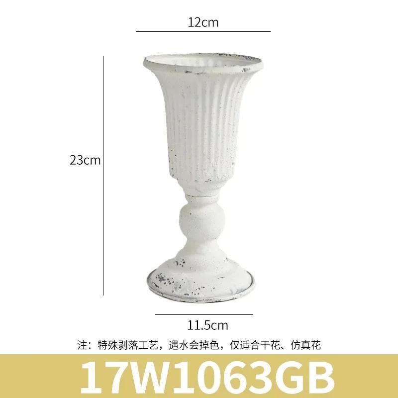 Weiße Retro Klassische Eisenkunst Vase Garten Schreibtisch Simulierte Blumentopf Für Blumenarrangement Hochzeit Feiertag Party Dekorieren