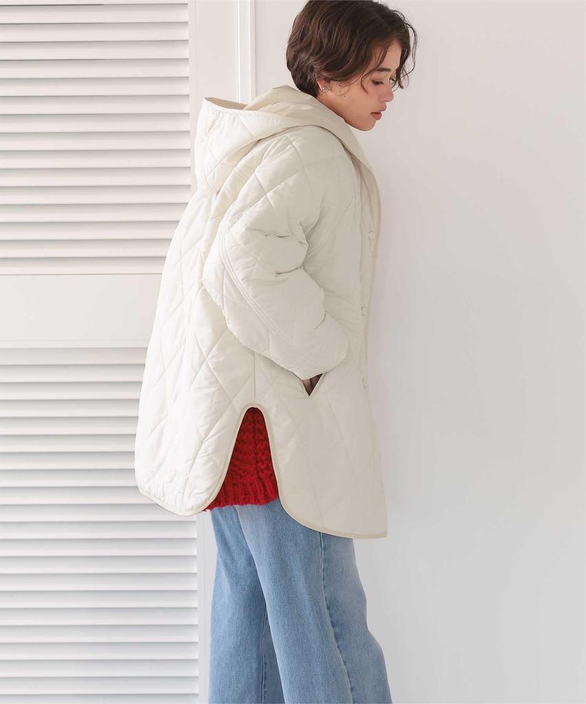 Titibait Hooded Quilted Short Coat AYXP2922 Medium Ivory Women's