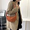 Simple Solid Color Corduroy Dumpling Bag Girl Ins Lightweight Large Capacity Change Mobile Phone Bag Casual Shoulder Crossbody