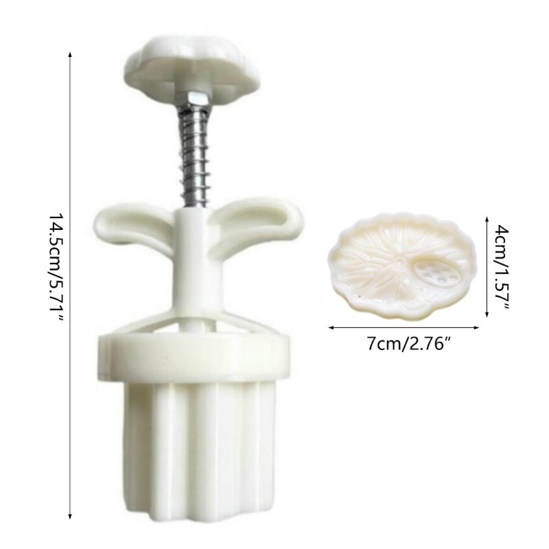 50g Plastic Mooncake Stamps Lotus Leaf Shaped DIY Mooncake Molds Hand Press Mooncake Cutters Pastry Decorating Tools