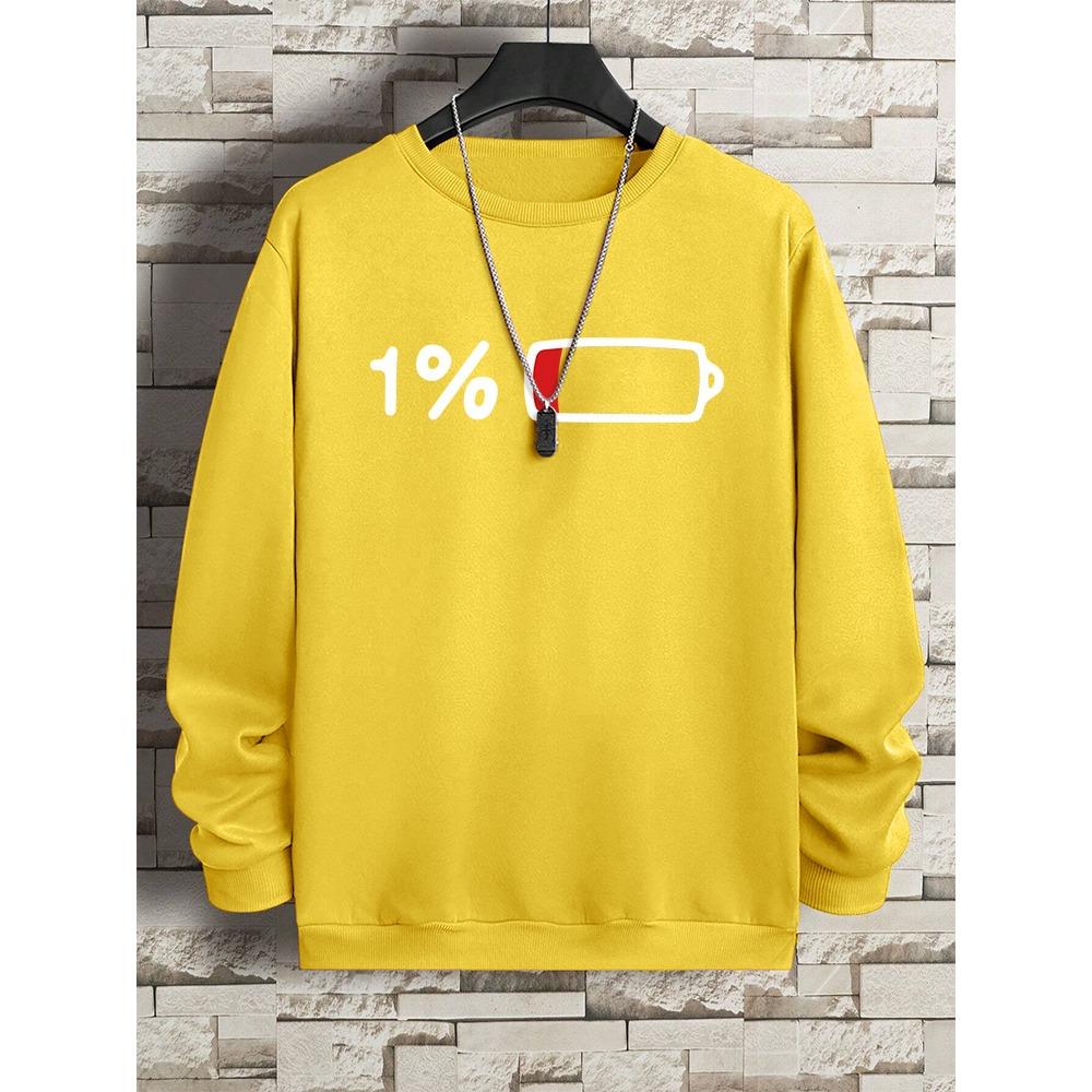 Naléhavé Pro Nabíjení 1% Vtipný Potisk Pánské Oblečení Vzor Volná Mikina Nová Oversized Dlouhý Rukáv Street Dámské