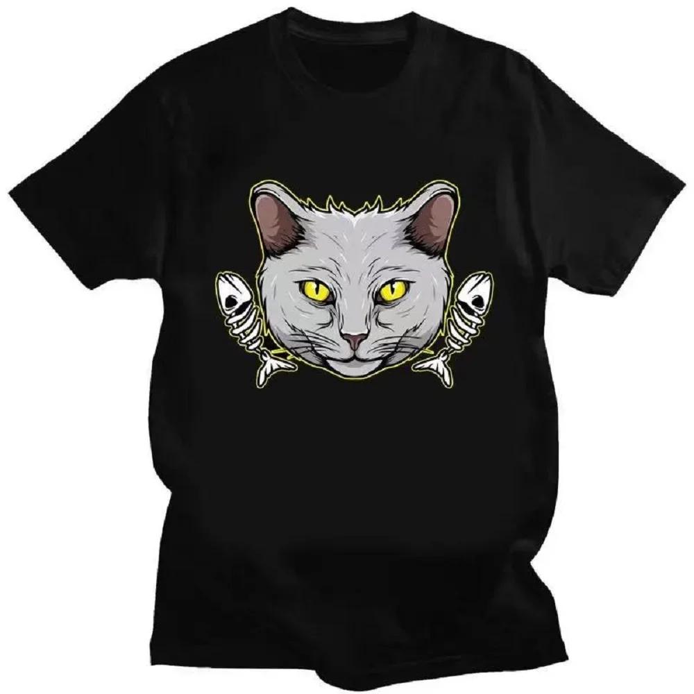 Steampunk Hipster Unisex Trend Shirt Short-sleev Tee Death Metal Sphynx Cat  Witchy Tops Fashion Gothic Tshirt