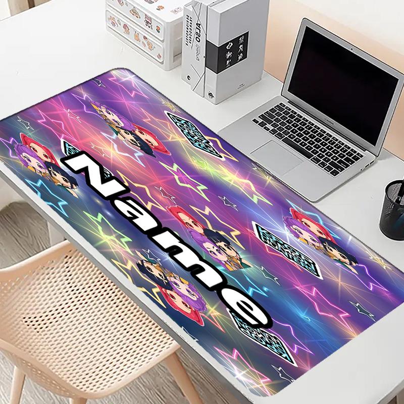 Custom Name Personalized KPop Hunters Pattern Mousepad, Laptop PC Desk Mat, Decorative Desk Mat for Home Keyboard Pad Gift