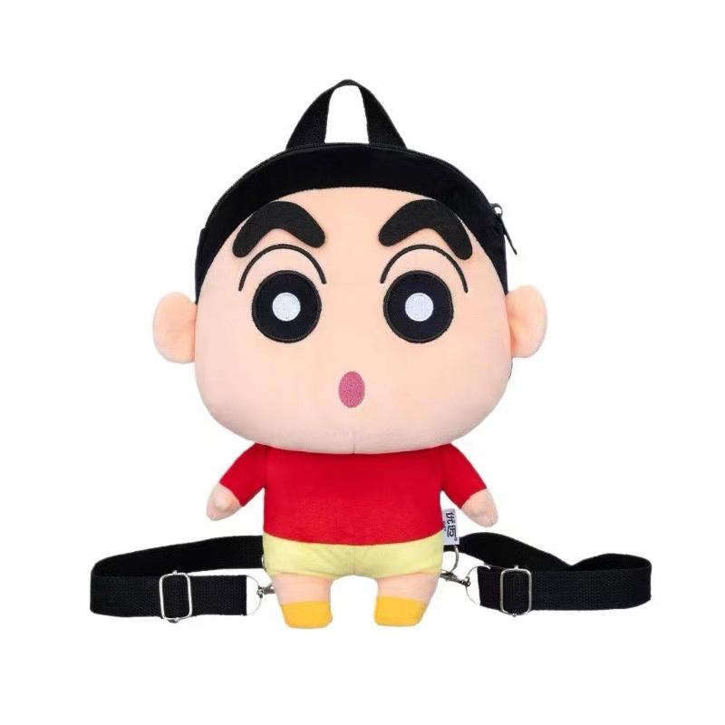 Anime Crayon Shin Chan Backpack Cute Plush Cartoon Crayon Shin Chan Stuffed Toys Bag Accompany Dolls Bedroom Decoration Gift