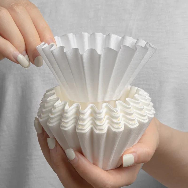 50pcs Pour Over Coffee Filter Papers 50 Sheets; Fits B75 Coffee Dripper & 1-2 Cups Wave Dripper Coffee Filter Papers