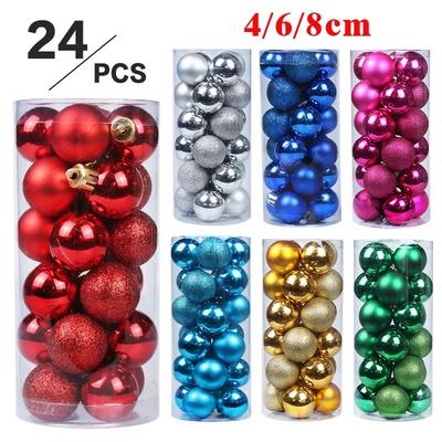 24 Stück 4/6CM Weihnachtskugeln Große Kugel Weihnachtsbaum Anhänger Ornamente für Partydeko 2025 Neujahr Navidad Geschenke Zubehör