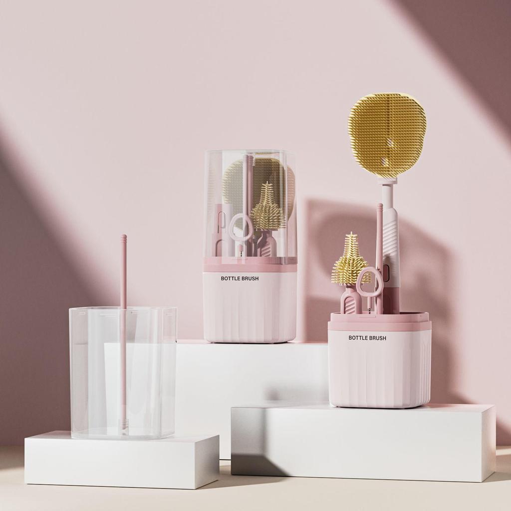 Silicone Baby Bottle & Nipple Brush Set - Portable, Multi-Functional Cleaning Tool for Bottles, Cups & Containers