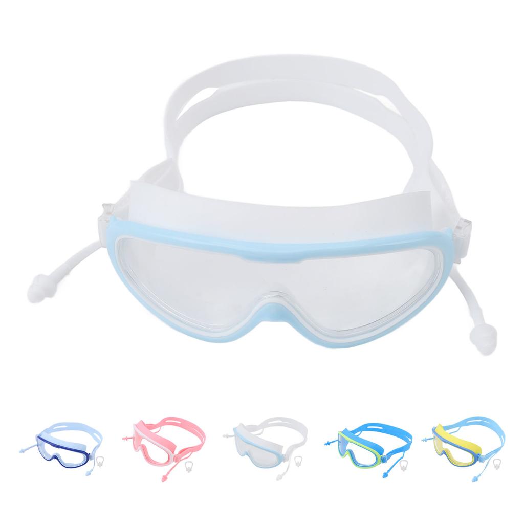 Kids Swimming Goggles Large Frame Waterproof Non Fog HD Swim Supplies with Nose Clip
