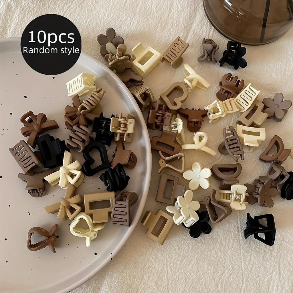 10/30pcs brown mini hair clips, bang clips, flyaways, headbands, hairpins - suitable for cute girls' daily life, school