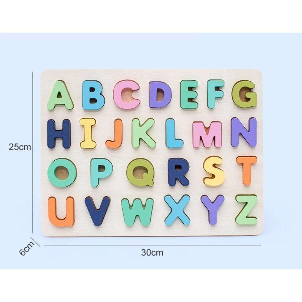 Wooden Numbers Letters Alphabet Shape Enlightenment Education Cognitive 3D Grab Board Puzzle For Baby Preschool Toys