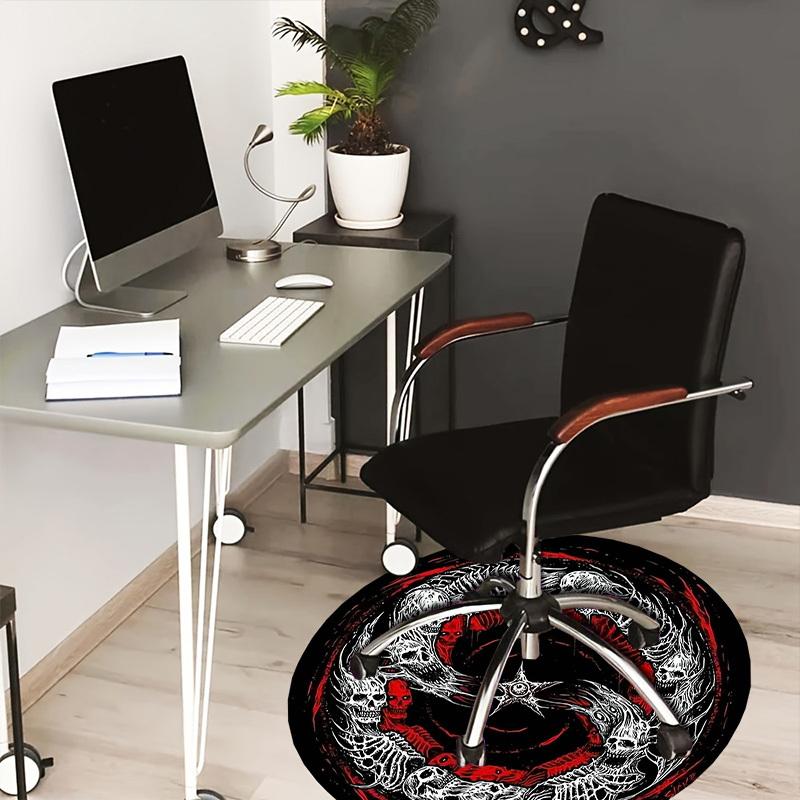 

1pc Office Carpet Chair Mats Skeletal Yin-Yang with Red Highlights Perfect for Decorating Office Chairs, Living Rooms, Or Bedrooms.YDT164 80cm by 80cm
