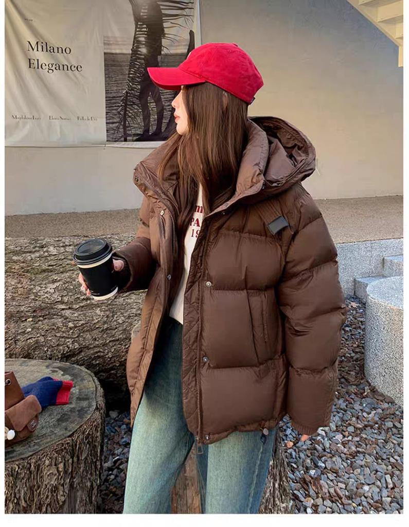 Fashion Hooded Down Jacket Women's 2024 Winter Loose Thickened Warm Bread Clothing Casual Toward Jacket Winter Clothing