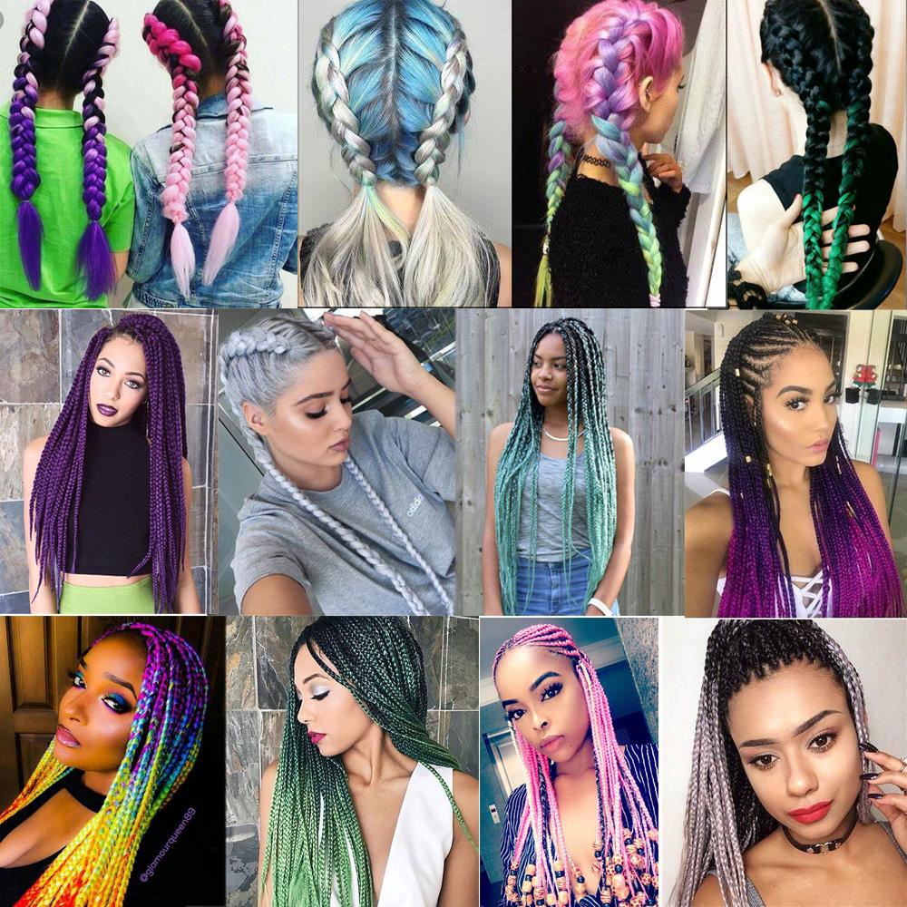 24Inch Glowing Twist Braids Braiding Hair Extensions Jumbo Braids Ombre Synthetic Hair KTB