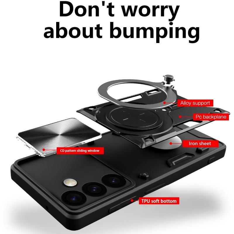 Luxury Shockproof Case For Samsung Galaxy S25 S24 Note 20 Plus Ultra Slide Lens Protector Multi Function Hard Armor Case Funda