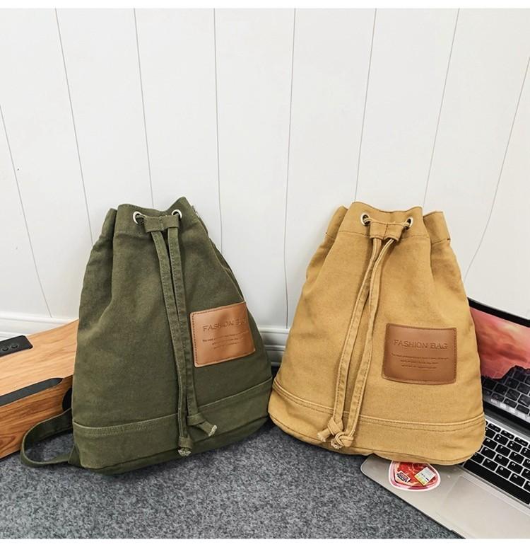 Large Capacity Canvas Drawstring Backpack College Student Ins Harajuku Shoulder Bag