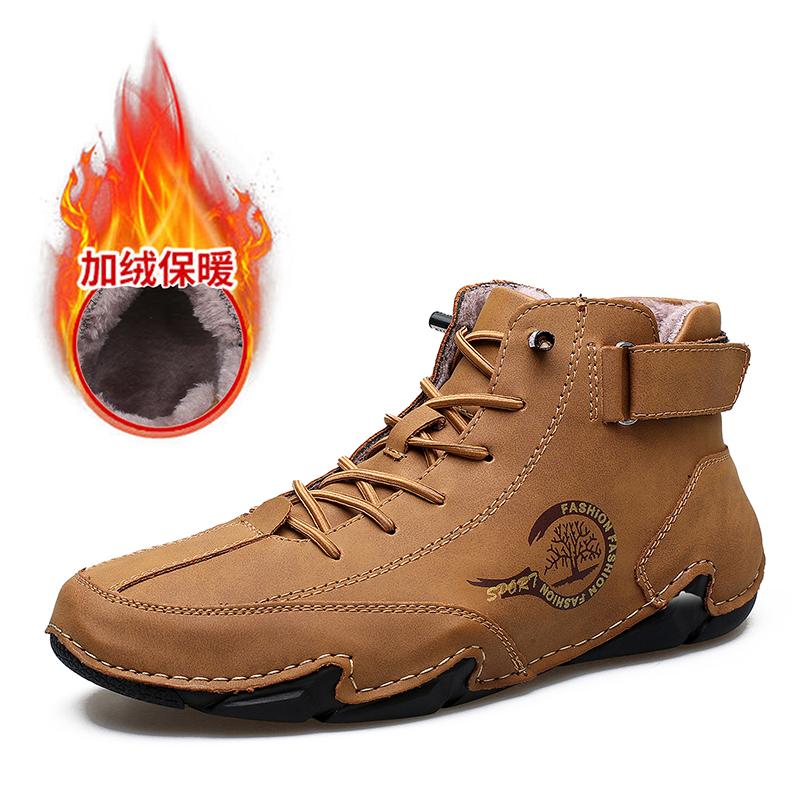 Autumn Winter Handmade Split Leather Boots Men Shoes Comfortable Ankle Boots For Men Casual Shoes Moccasins Men Boots