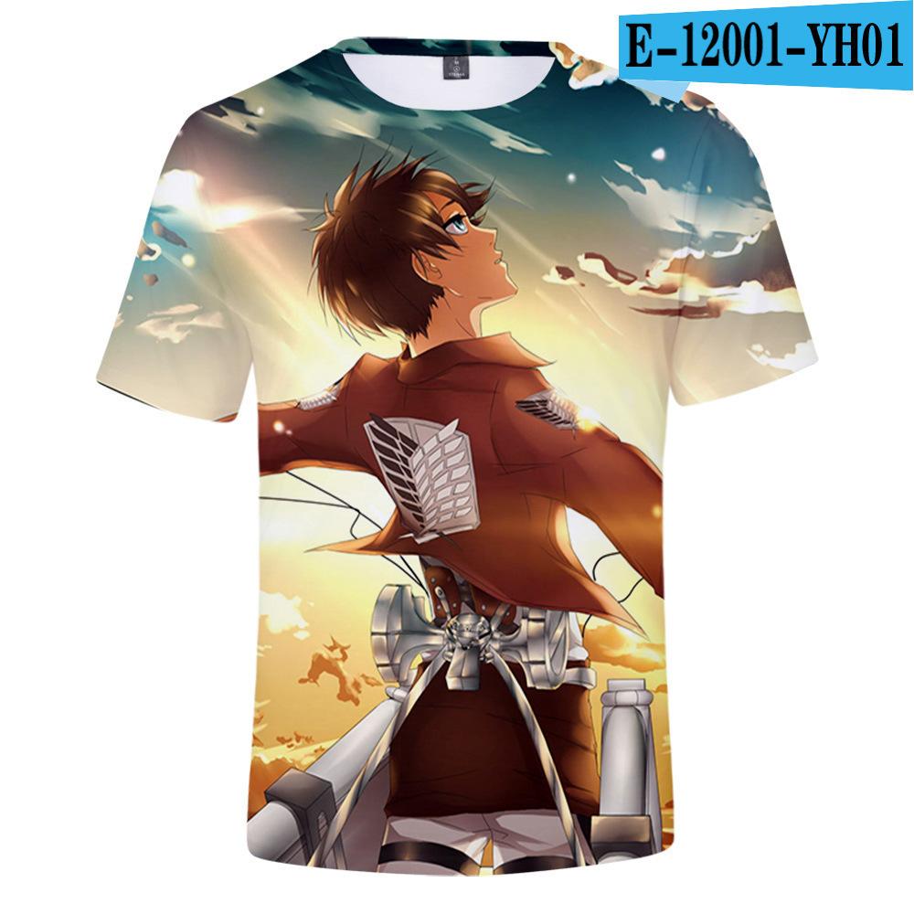 Pánské 3D barevně potištěné tričko s krátkým rukávem se streetovou módou Around The Giant In Summer Anime Attack T-Shirts