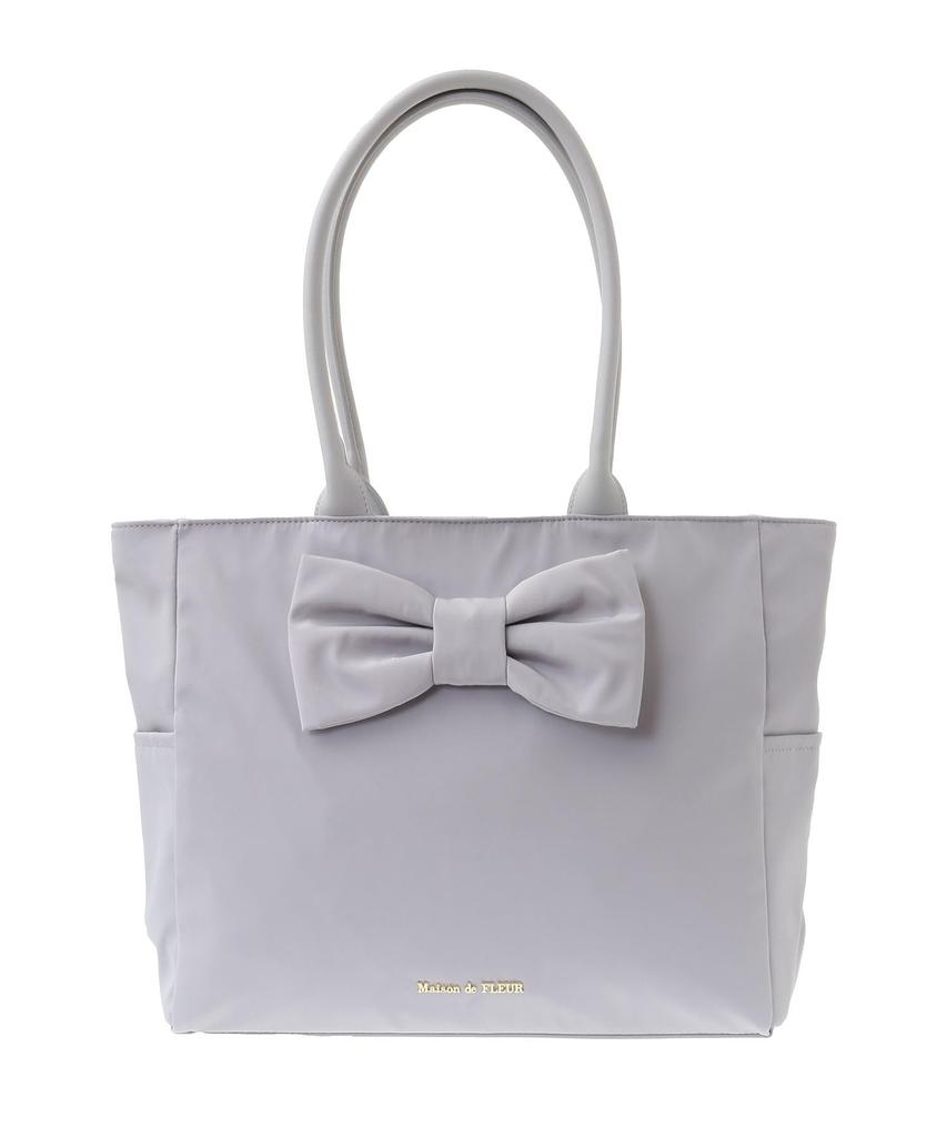 Maison De FLEUR EC Exclusive Front Ribbon Carry-On Bag, Grayish Blue, F Tote Bag, 08000400700